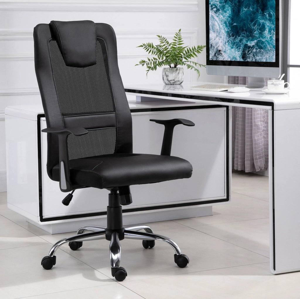 Sedia da ufficio ergonomica nera 66x73x118 cm, regolabile, basculante, con braccioli