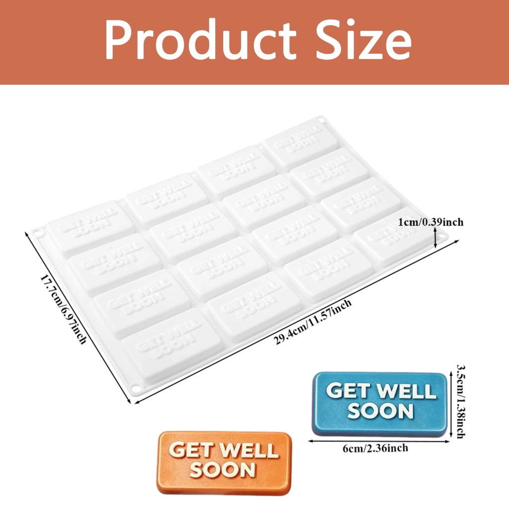 Stampo in silicone "Guarigione pronta", 16 pezzi, 29,2 x 17,5 cm, bianco