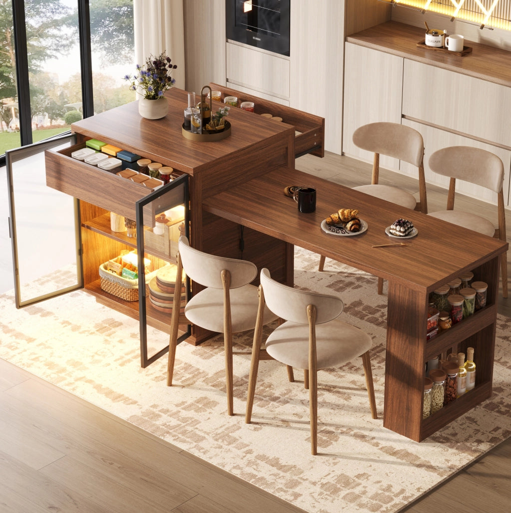 Isola cucina estensibile 122-194;5x70x94 cm MDF metallo marrone scuro