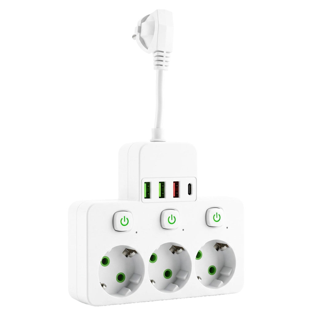 Multipresa 3 Prese + 3x Usb-a + Usb-c Jnh018 White