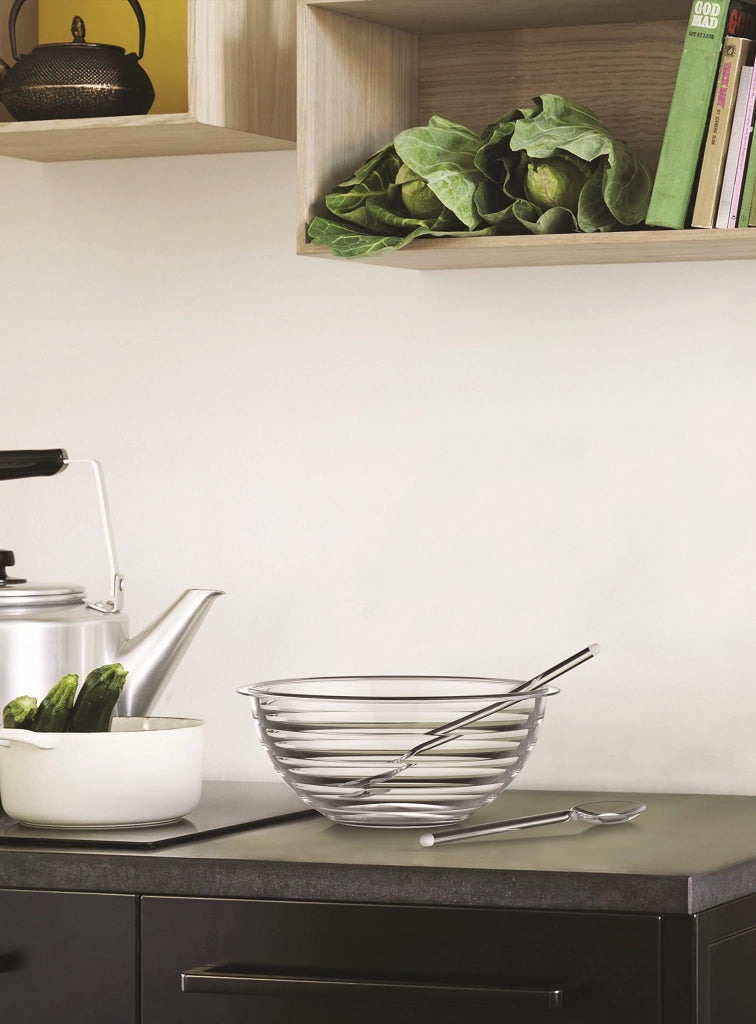 Set di posate per insalata in plastica trasparente, dimensioni 32x8,2x3,3 cm