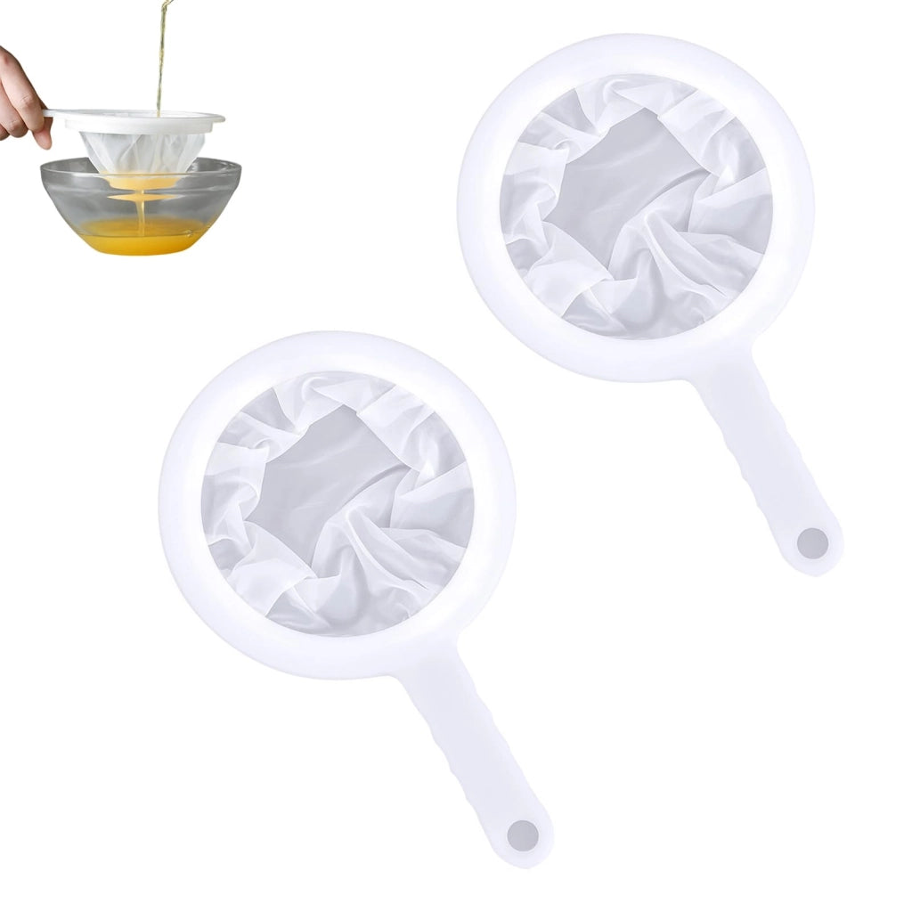 2 setacci da cucina in nylon, a maglia fine (200 maglie), con manico in PP
