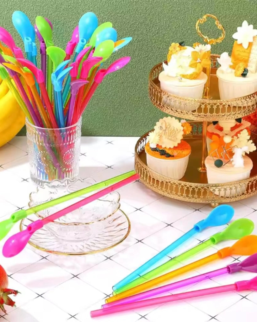 20 cucchiai riutilizzabili in plastica, 24 cm, di vari colori
