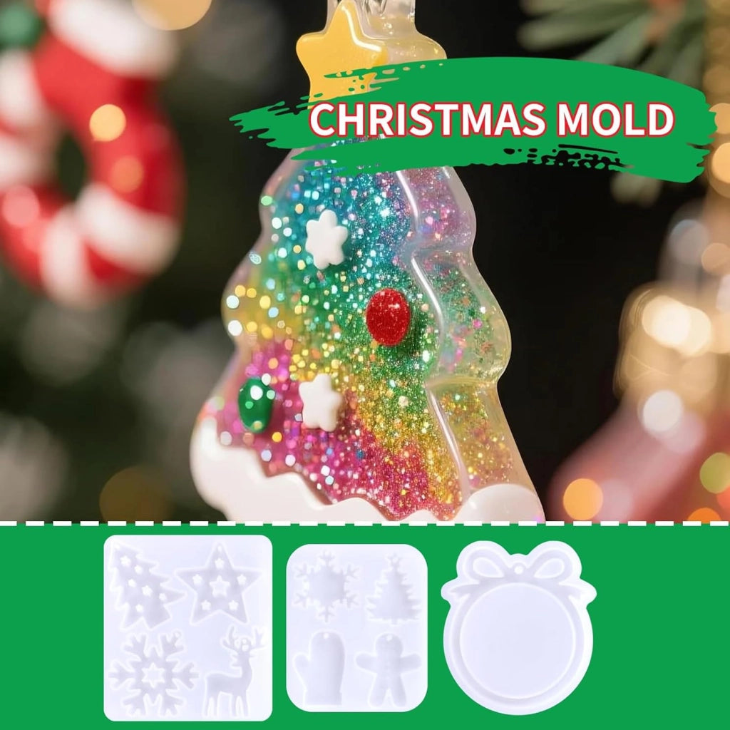 Set di 3 stampi in silicone per creare ciondoli natalizi, con 6 diversi modelli
