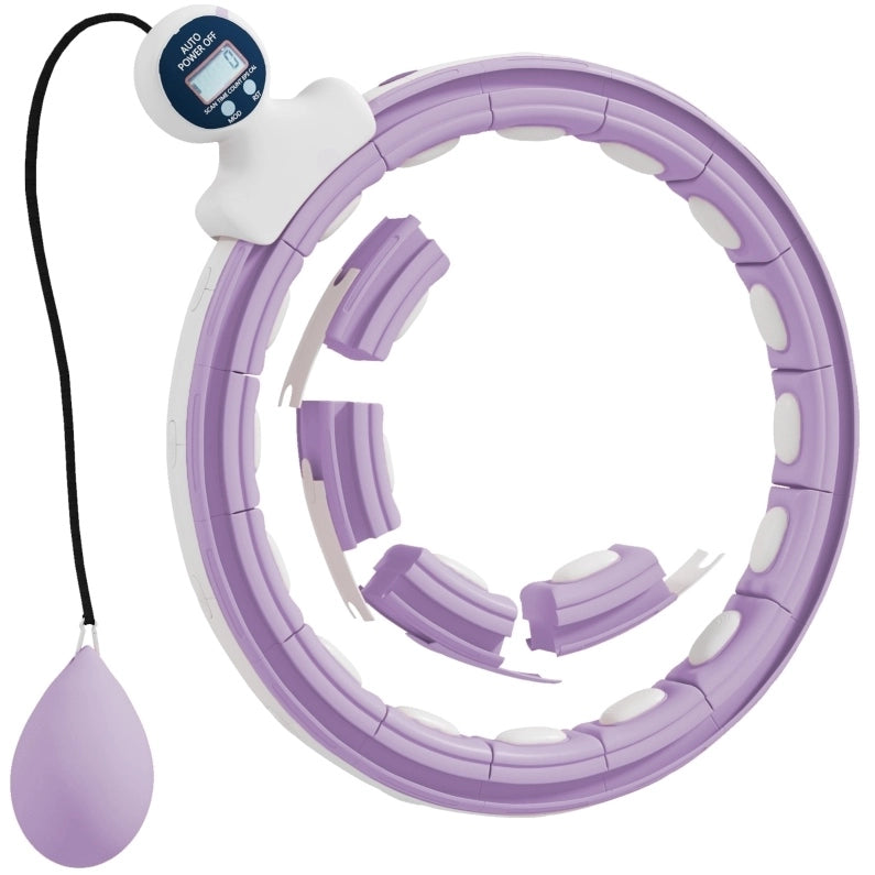 Hula hoop adulto 76-113 cm plastica viola con palla pesata e contatore digitale