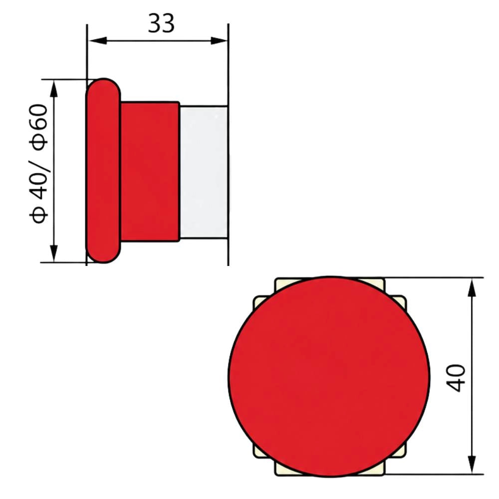 Chint 575800 np2-bc4 pulsante metallico a fungo ad impulso ø40 mm rosso iec/en 60947-5-1 ip40 foro installazione Ø2...