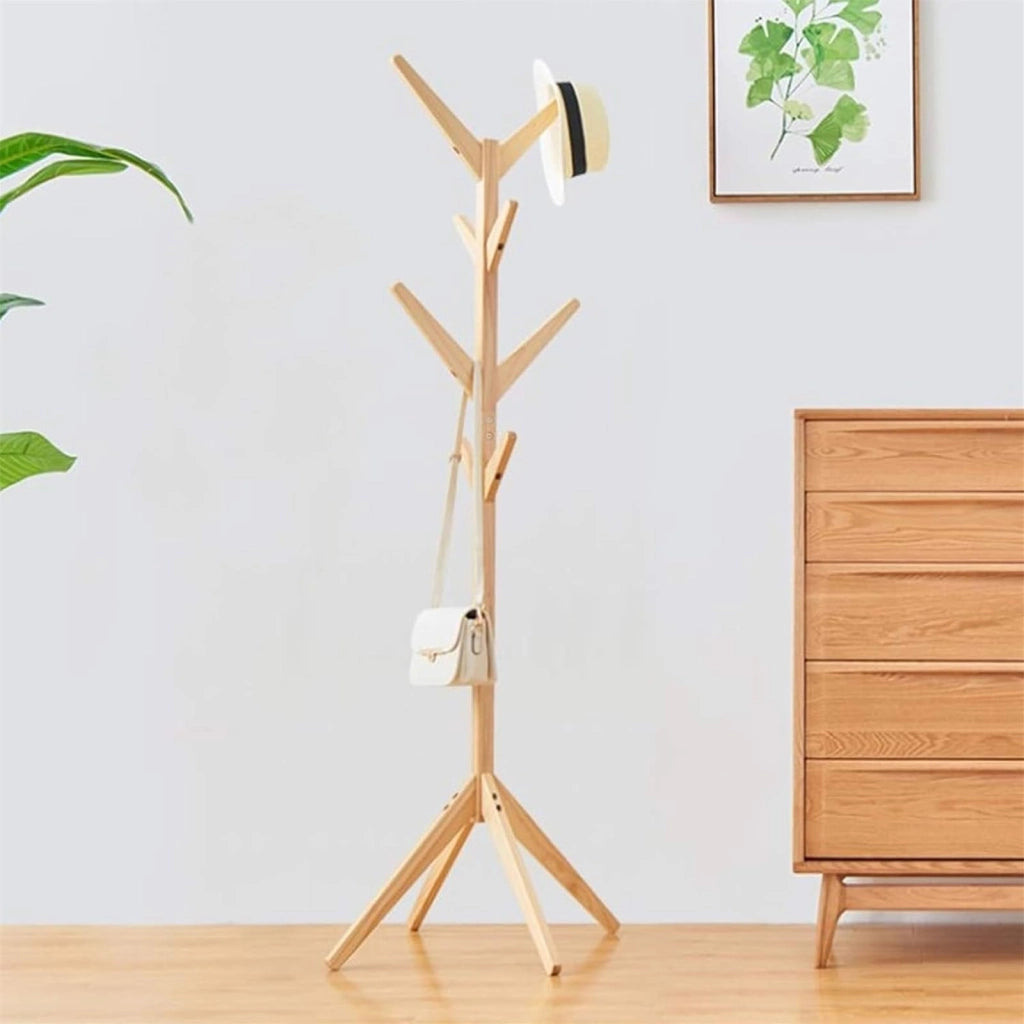 Appendiabiti da terra in bambù con ganci a ramo, 45 x 175 cm