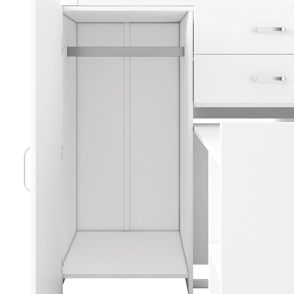 Letto a castello per bambini 90 × 200 cm con scrivania estraibile guardaroba cassetti ripiani MDF bianco e nero