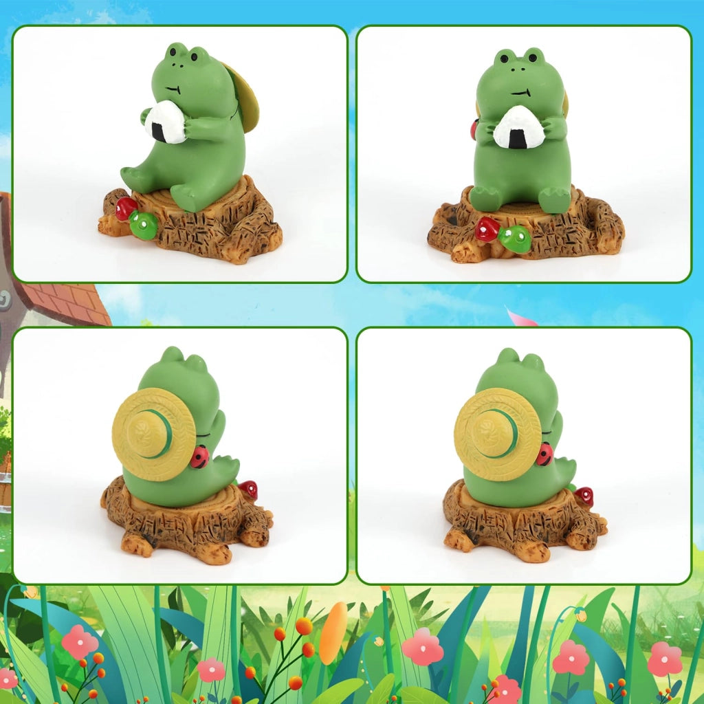 2 piccole statuette a forma di rana, in resina, divertenti, adatte per il giardino e la scrivania