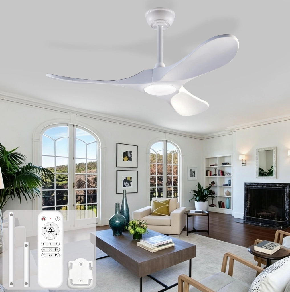 Ventilatore da soffitto 52 pollici bianco con luce LED e telecomando