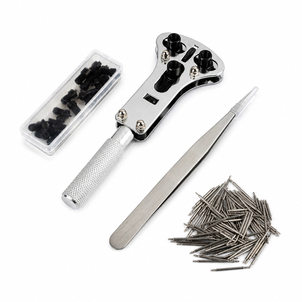Kit riparazione orologi 168 pezzi con custodia e attrezzi per cinturini