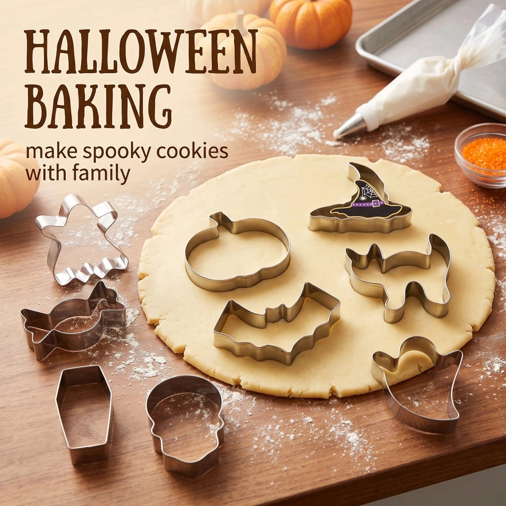 9 stampini per biscotti a tema Halloween in acciaio inossidabile: fantasmi, pipistrelli e altro