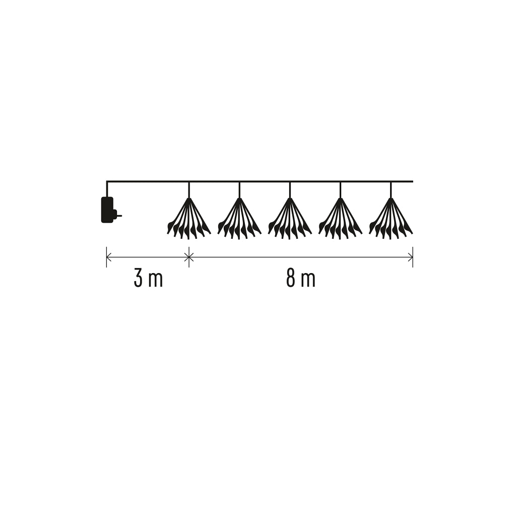Catena luminosa a LED, luce bianco caldo, 8 metri, 450 micro-LED, timer, cavo verde