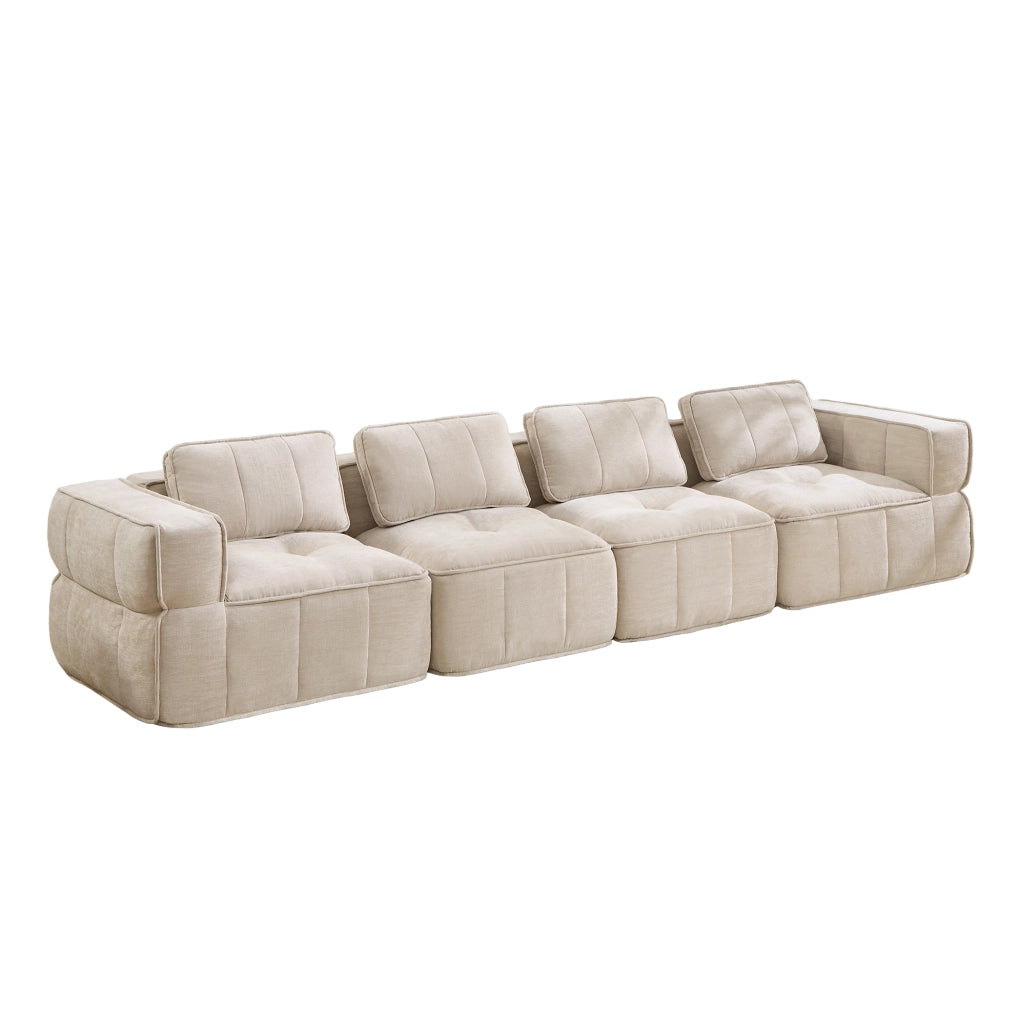 Divano modulare beige in poliestere, 344 cm, senza montaggio