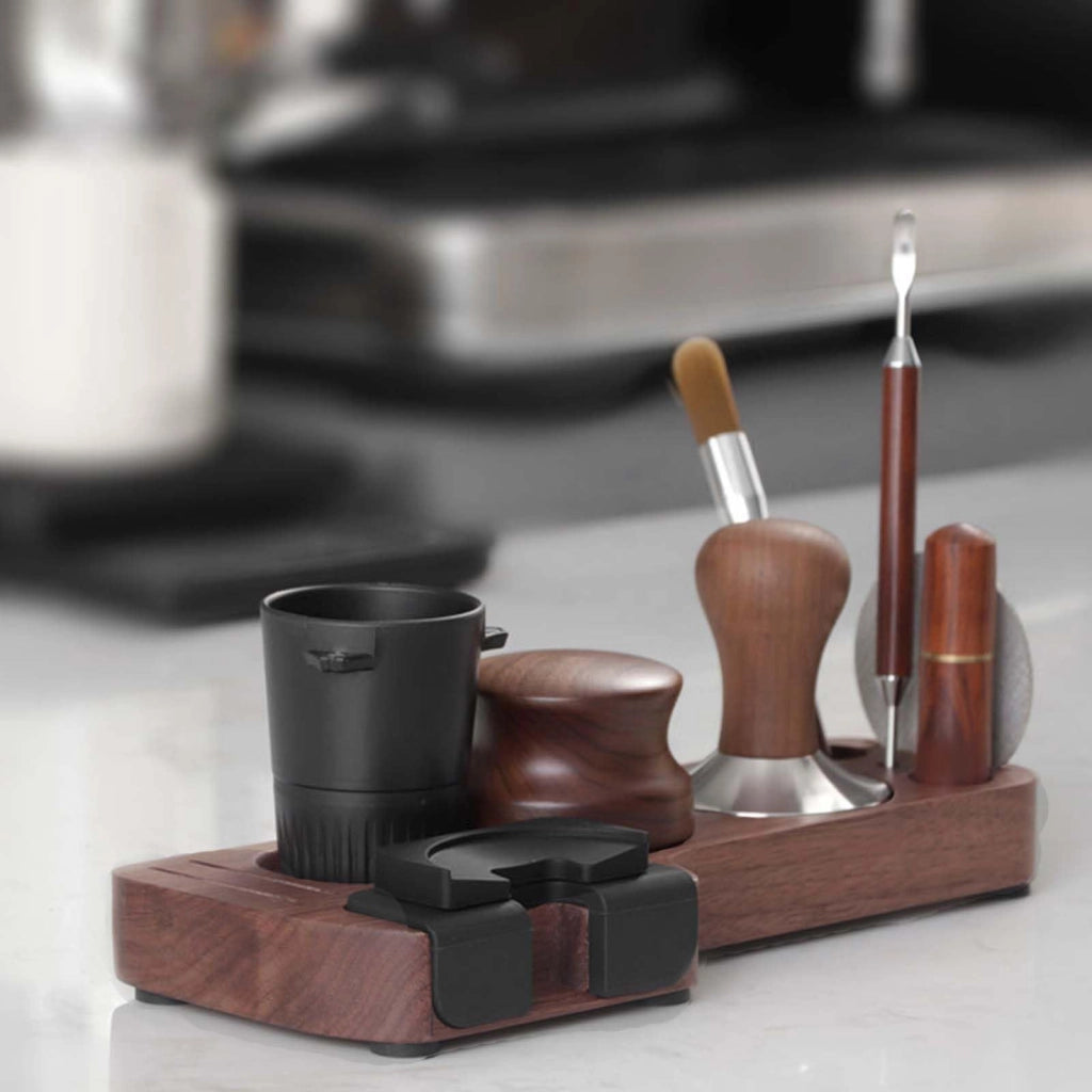 Base in legno per pressare il caffè, compatibile con accessori per espresso da 51-58 mm, adatta a diverse macchine