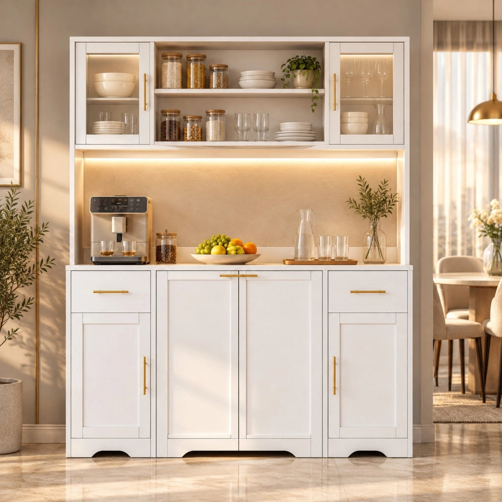 Mobile da cucina bianco in MDF con vani, cassetti e pattumiera