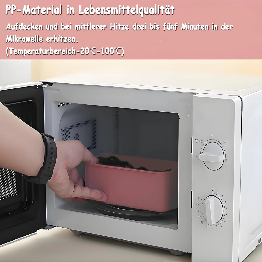 Contenitore per il pranzo da 1400 ml, diviso in due scomparti, impilabile, a prova di perdite, color rosa