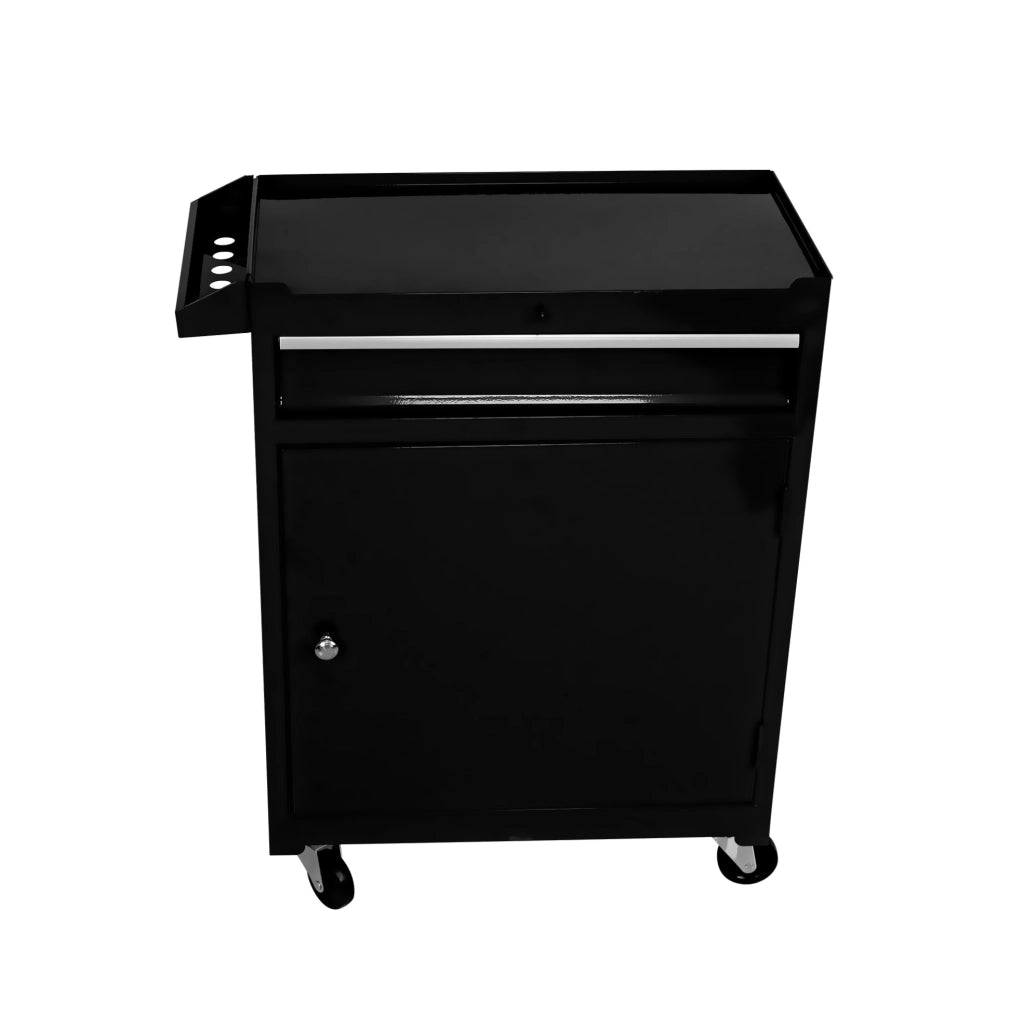 Carrello portautensili IVMEU in acciaio nero con cassetti, ripiano regolabile e 4 ruote per garage e officina
