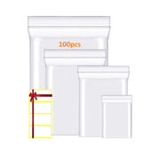 100 sacchetti di plastica trasparente con chiusura a zip, dimensioni 15x20 cm, spessore 50 µm