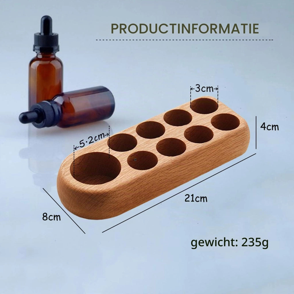 Porta oli essenziali in legno, per 9 flaconi, stile naturale