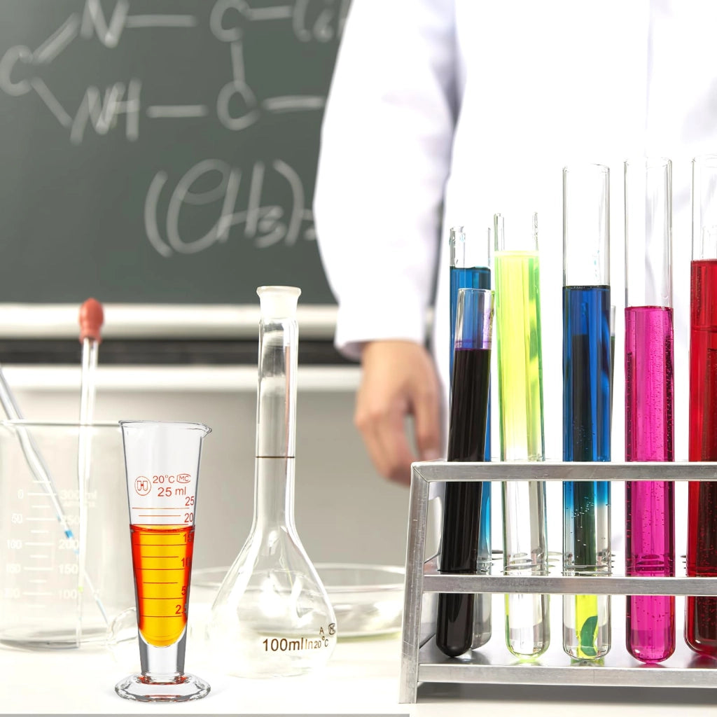 Bicchiere graduato in vetro da 25 ml, a forma di cono, preciso e compatto