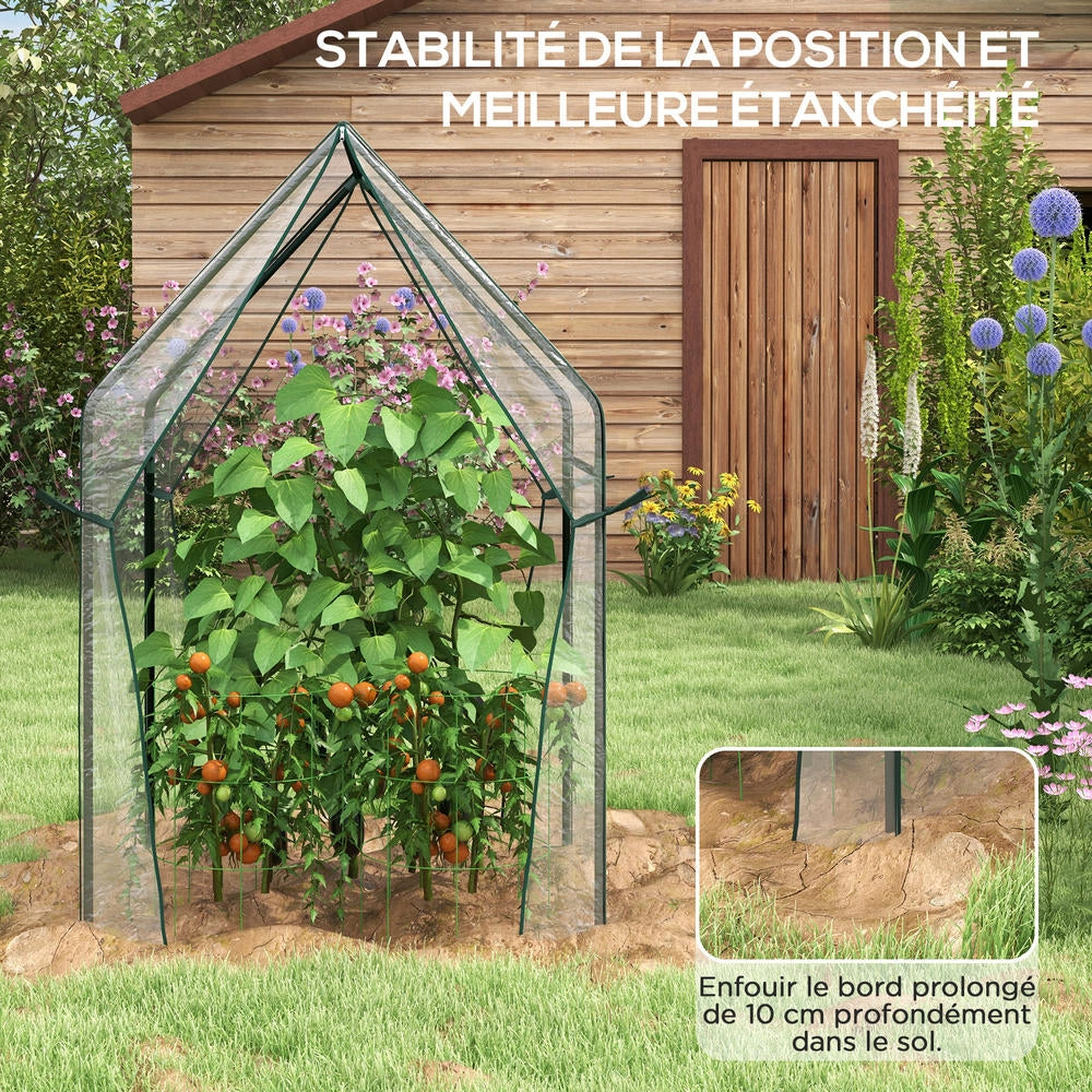 Serra da giardino per pomodori con 2 porte con zip, struttura in acciaio resistente per orto e piante, 90 x 90 x 145cm