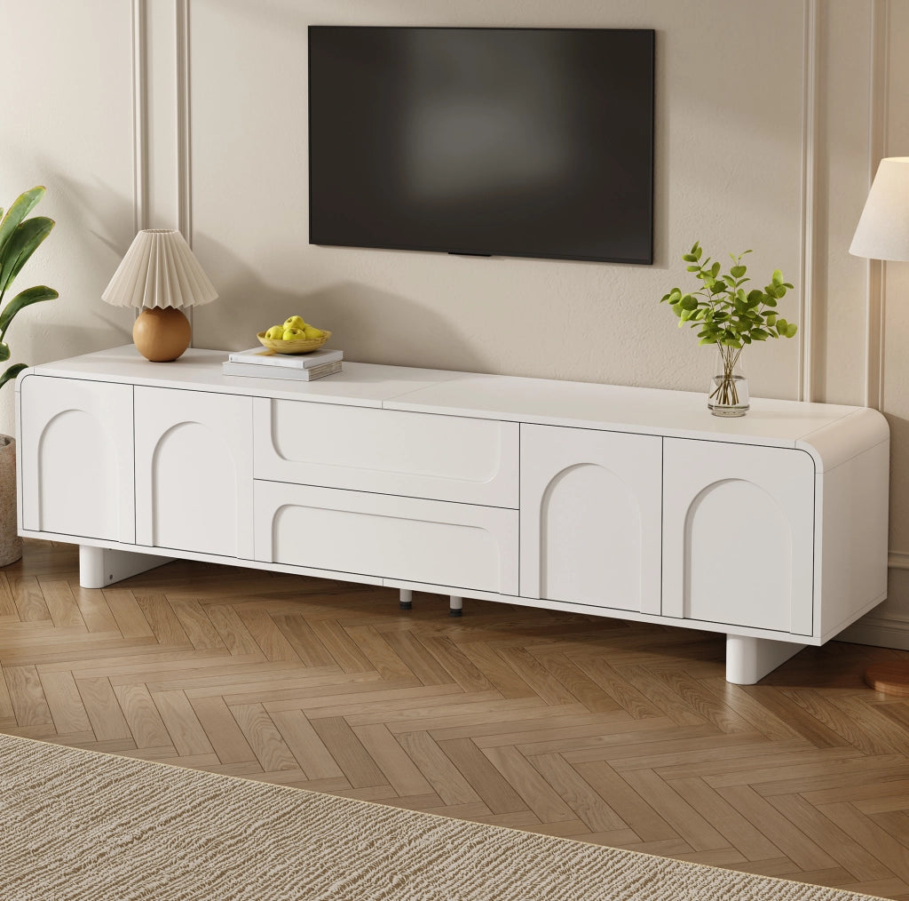 Mobile TV 180 x 40 x 46 cm in MDF e truciolare bianco con contenitore