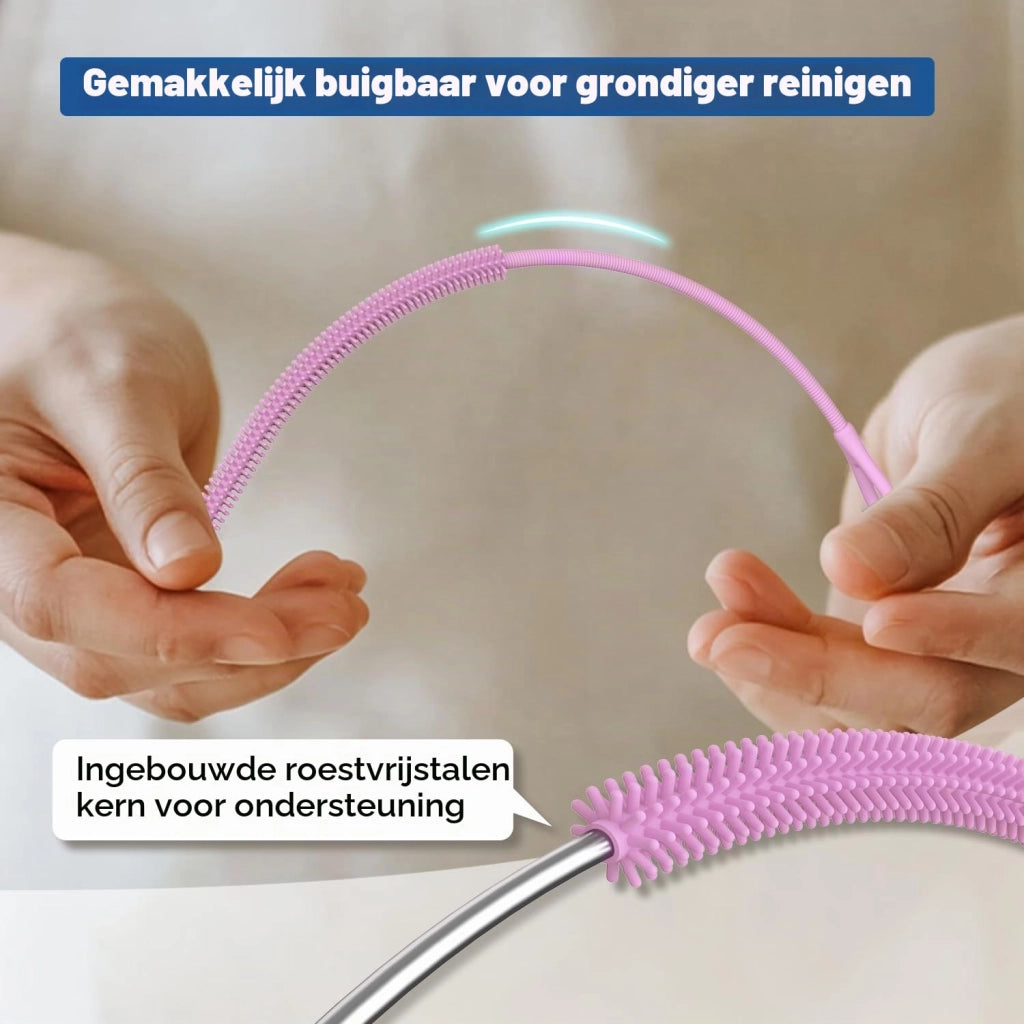Spazzole per cannucce in silicone, confezione da 2 pezzi, dimensioni 6+9 mm, colore rosa