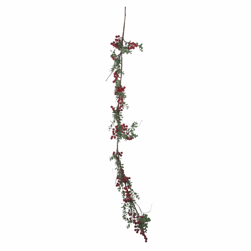 Ramo natalizio LED da 120 cm con pigne e bacche rosse