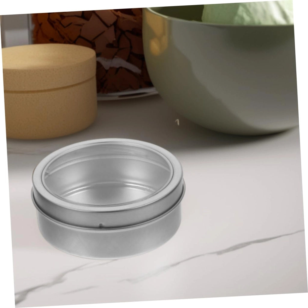 Contenitori magnetici, set da 2, argento, rotondi, 9x9x3,5 cm