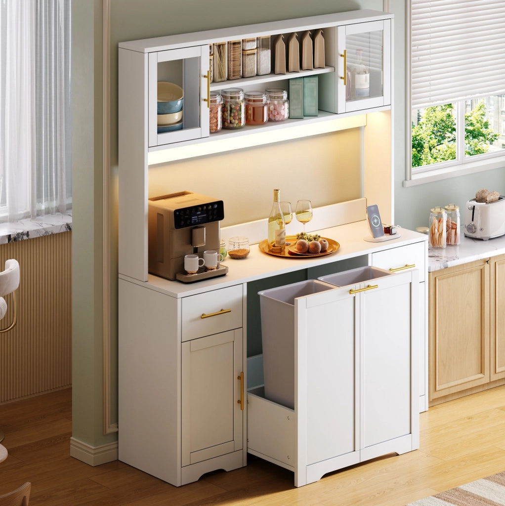 Mobile da cucina bianco in MDF con vani, cassetti e pattumiera