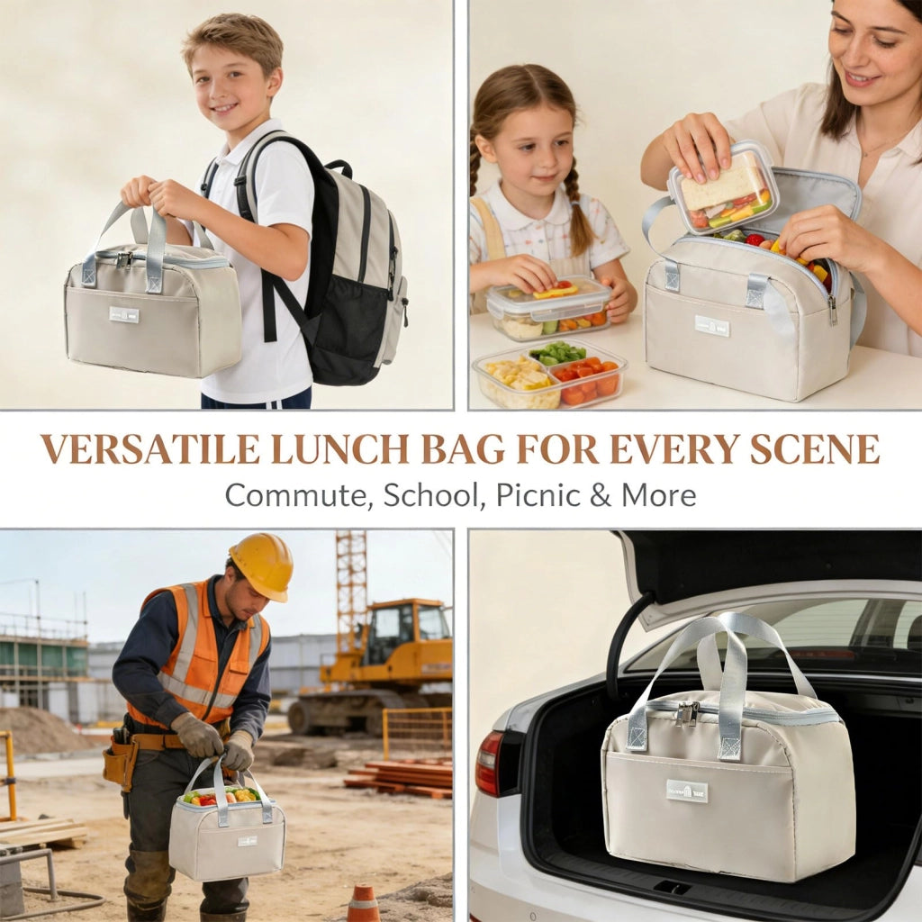Borsa termica per il pranzo, dimensioni 25x19x14 cm, impermeabile, realizzata in tessuto Oxford e con rivestimento in alluminio