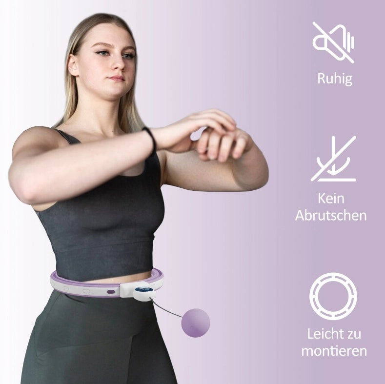 Hula hoop adulto 76-113 cm plastica viola con palla pesata e contatore digitale
