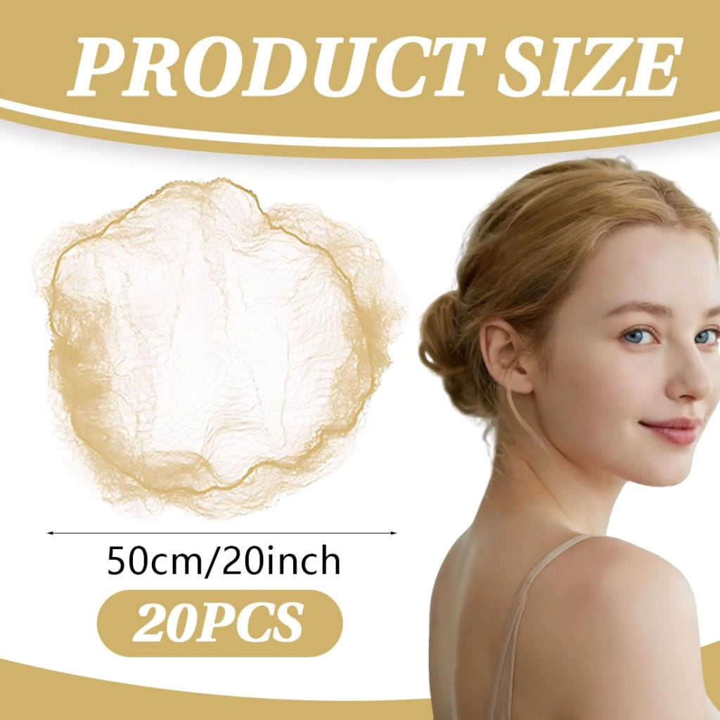 Retine per capelli, 20 pezzi, elastiche, riutilizzabili, in nylon, giallo chiaro