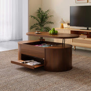 Tavolino da salotto con estensibile; mdf; naturale noce