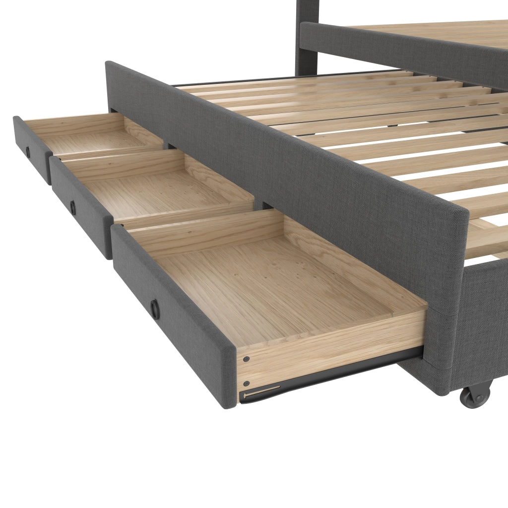 Letto 180 ¡Á 200 cm con contenitore idraulico; testiera lunga in velluto beige; lampade da lettura e USB