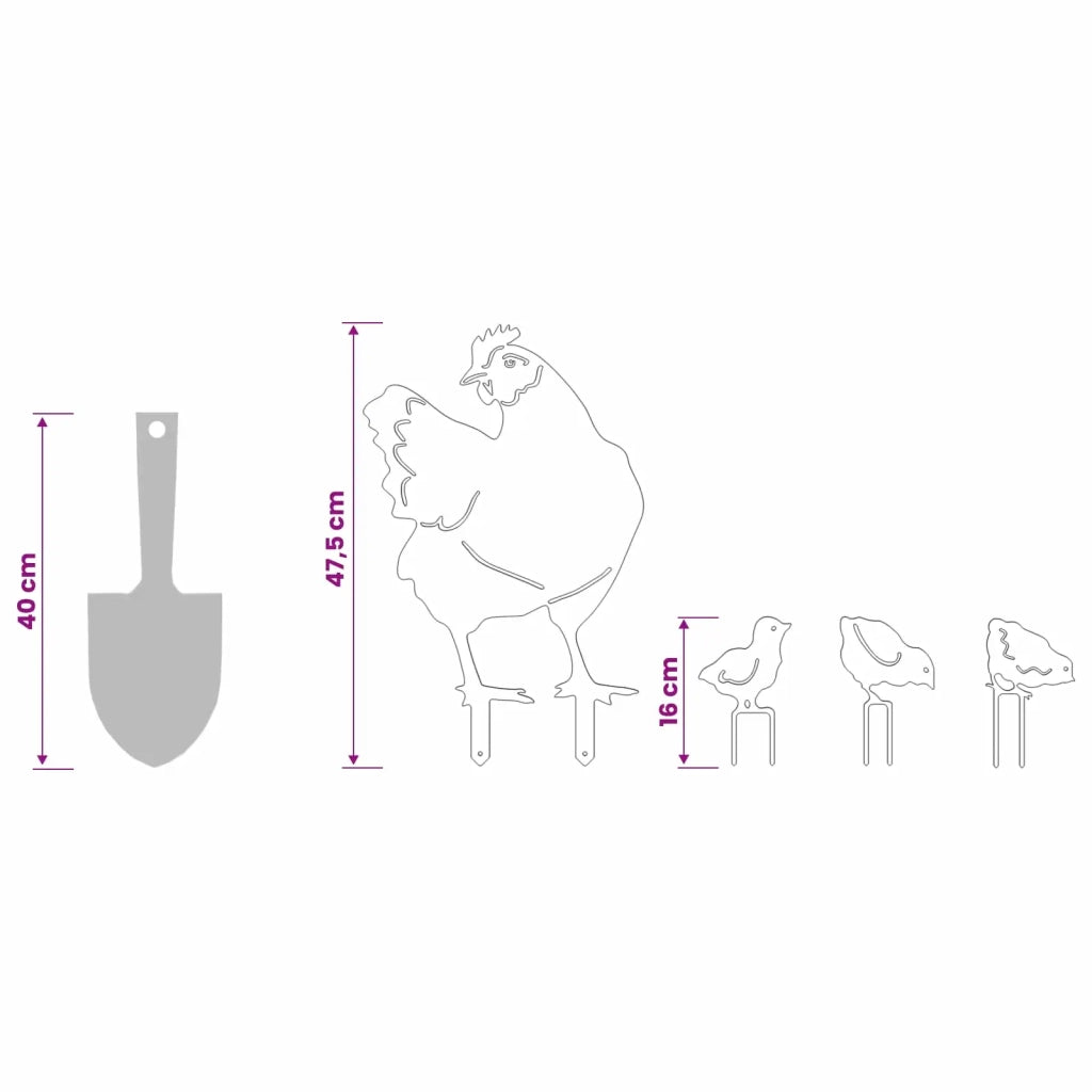 Palo da Giardino Set da 4 47,5 x 30 cm Acciaio zincato Argento 8014386