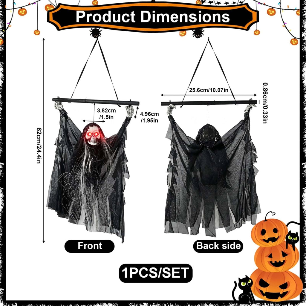 Decorazione per Halloween da appendere, con luci e suoni, dimensioni 30x23 cm