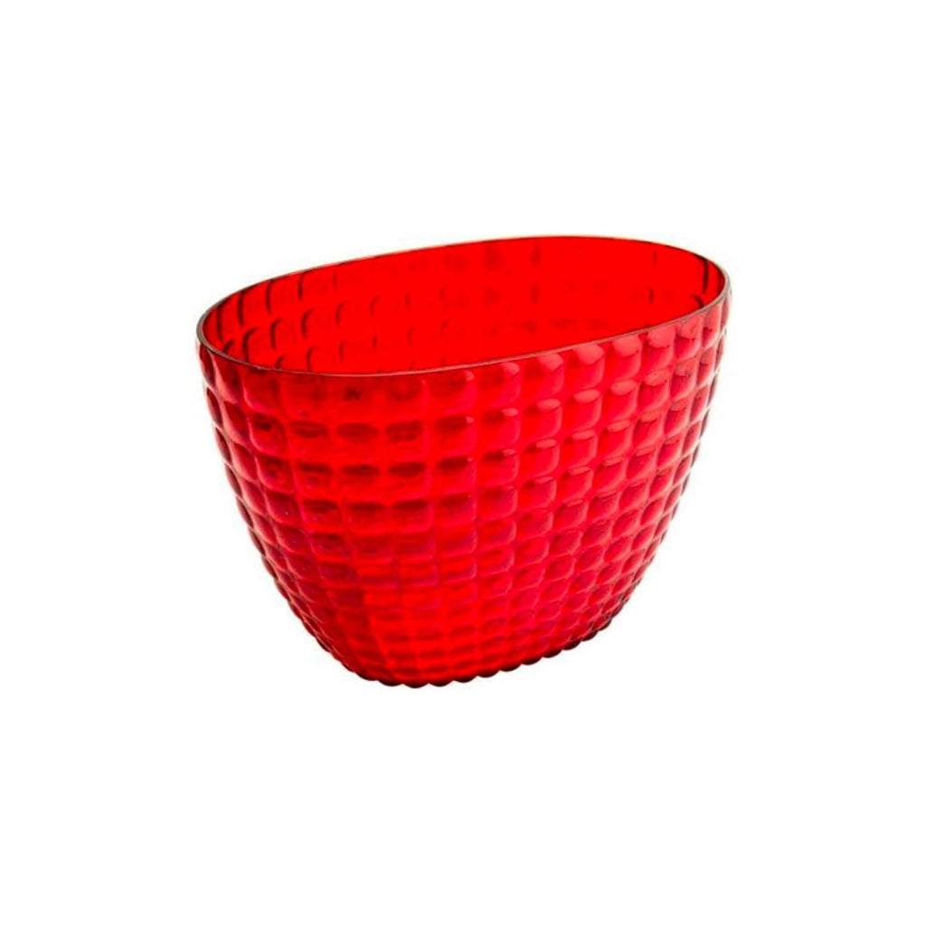 Raffreddatore per bottiglie, forma ovale, rosso, in vetro, per 2 bottiglie di spumante o vino bianco