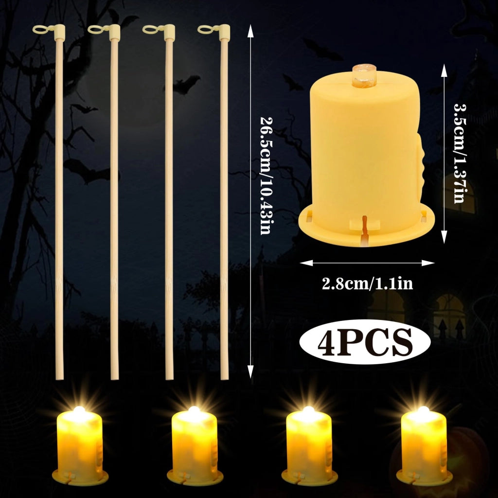 Staffe per lanterne in legno, 4 pezzi, con tecnologia LED, 26,5 cm, luce giallo caldo