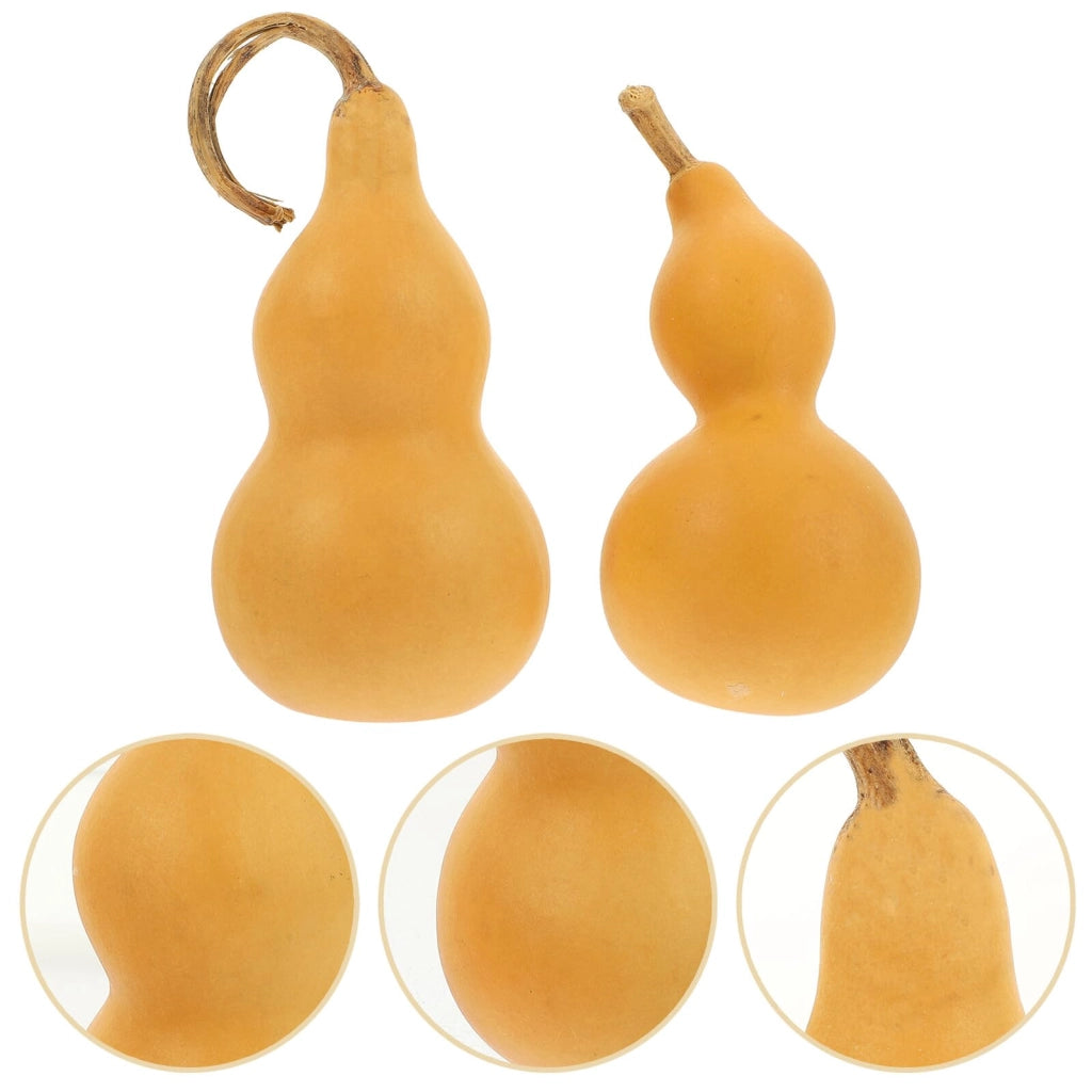 Set di 2 zucche decorative artigianali, pressate, alte 9-14 cm, ideali per la decorazione della tavola