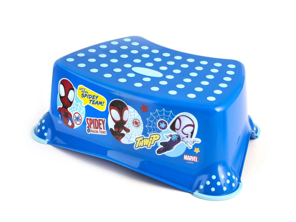 Pouf "Spidey" con gambe, forma rotonda, in PP, colore blu, confezione da 1 pezzo