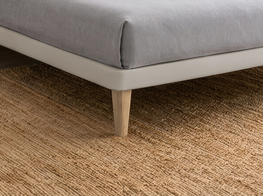 Letto 1 Piazza e Mezza con Rete Rivestita 120x200 cm Similpelle Tortora Tessis Testata Button