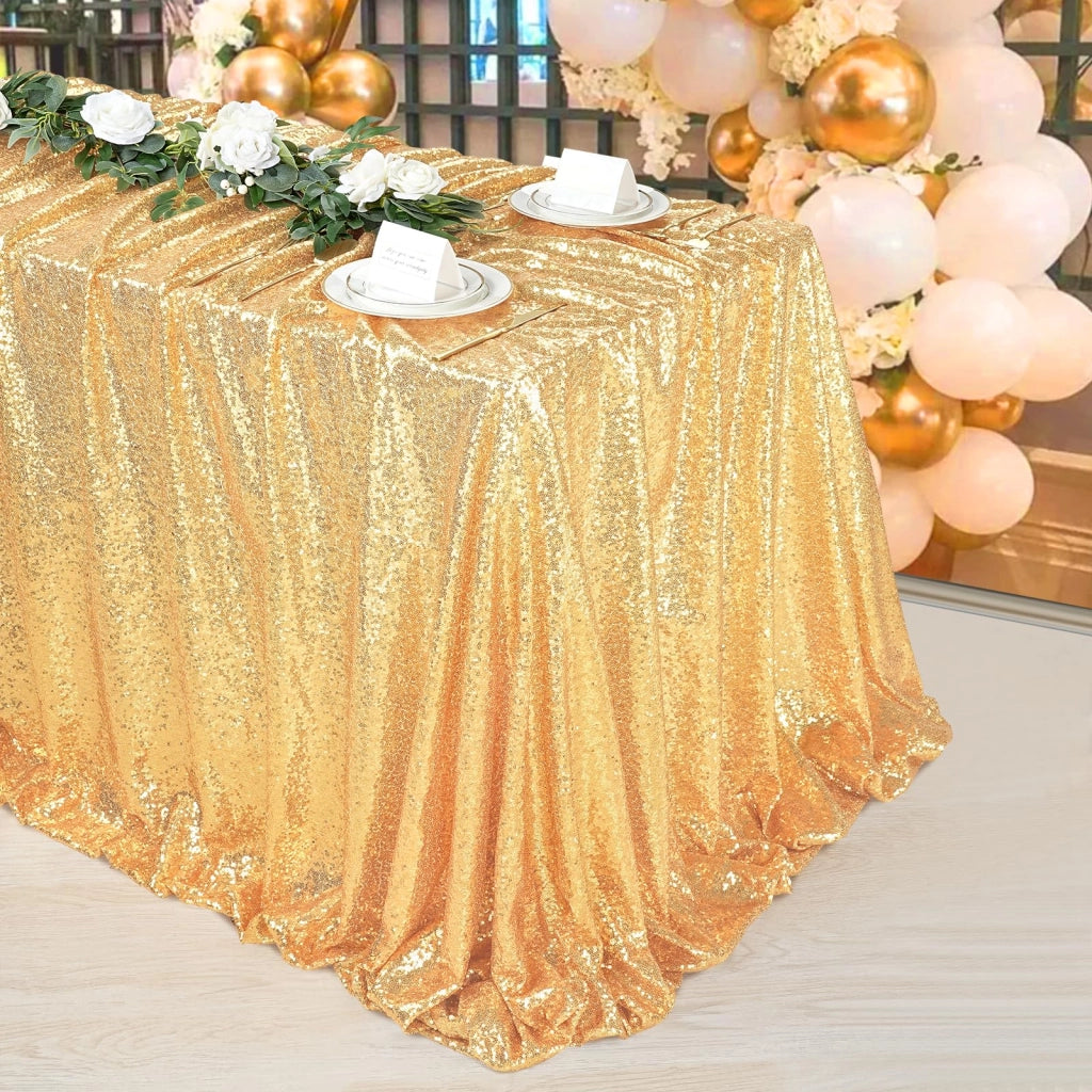Tovaglia rettangolare senza cuciture, decorata con paillettes, dimensioni 228x300 cm