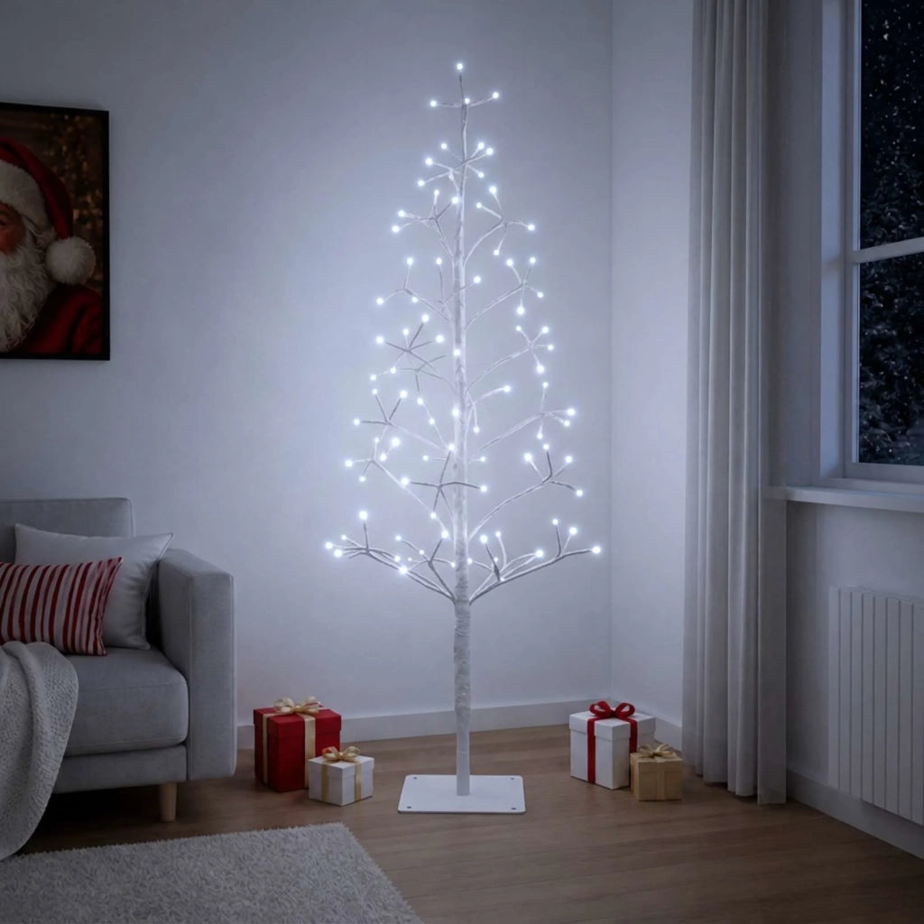 Albero di Natale con luci LED Bianco 18 x 18 x 120 cm Acciaio 42055316