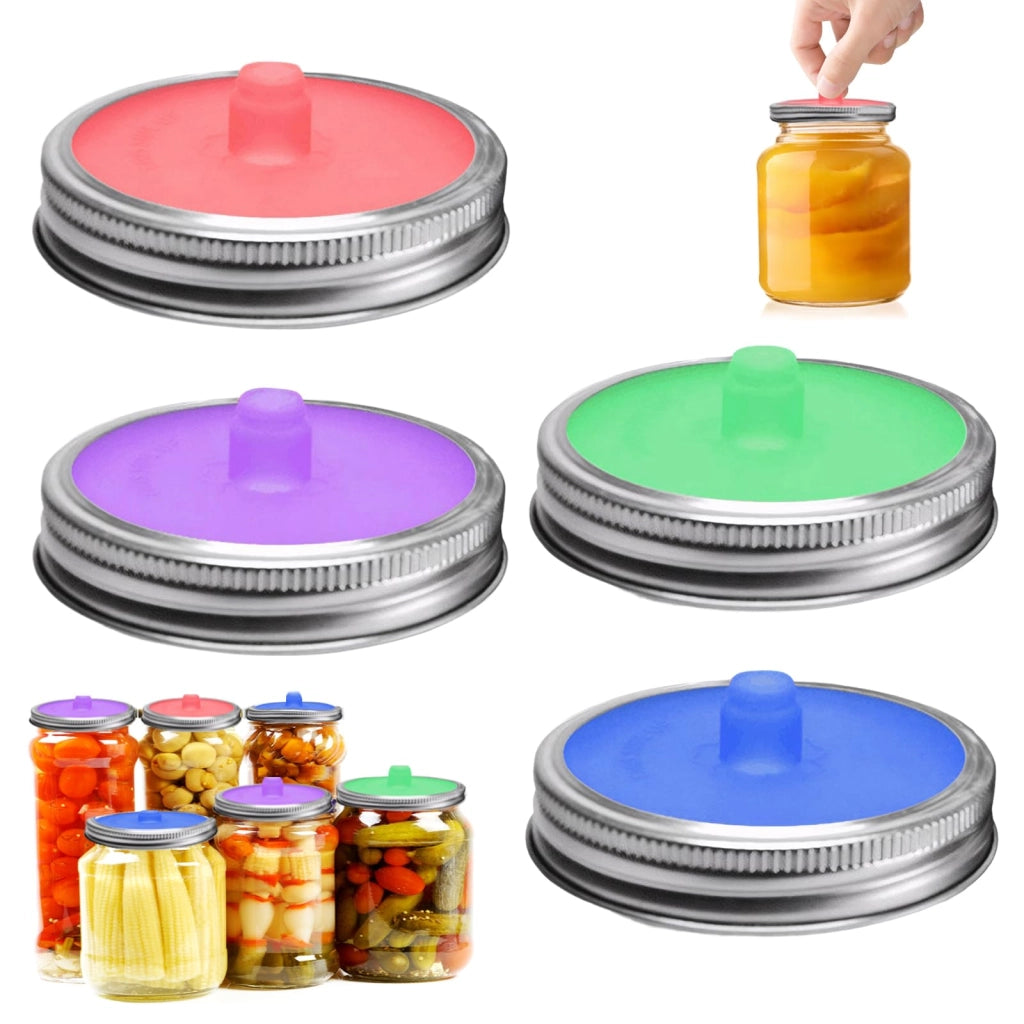 Set di 4 coperchi per fermentazione, con pesi in vetro in silicone