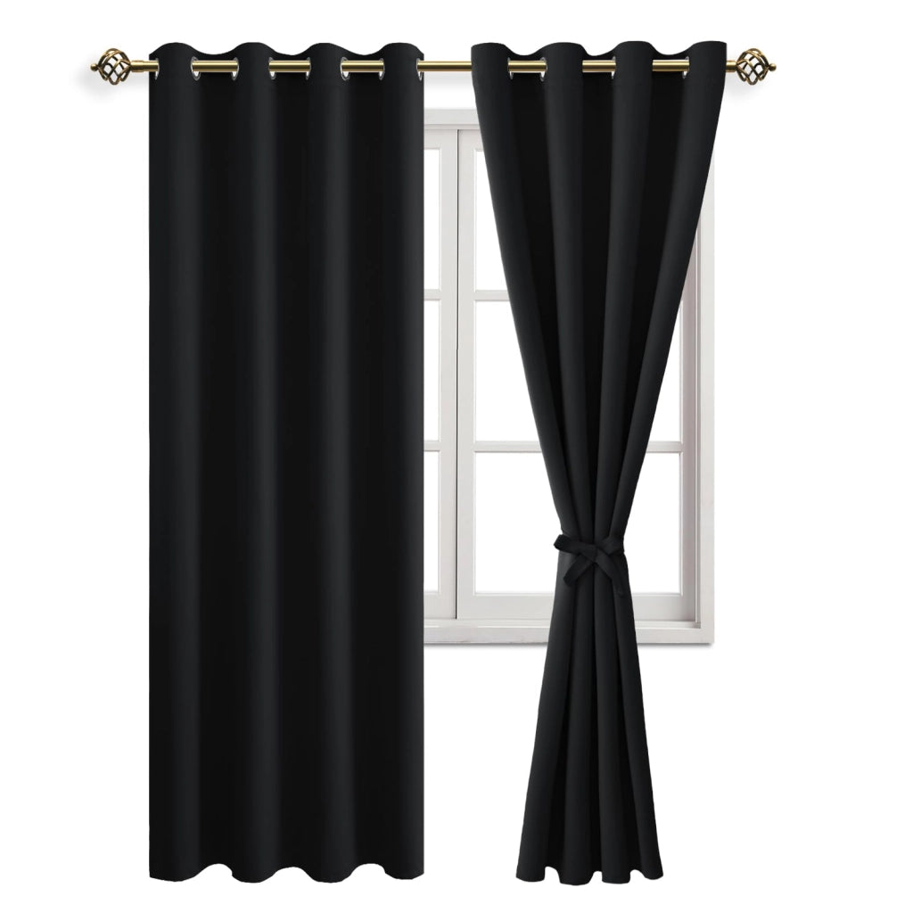 Tende oscuranti con passanti, colore nero, 2 pezzi, 245 x 140 cm