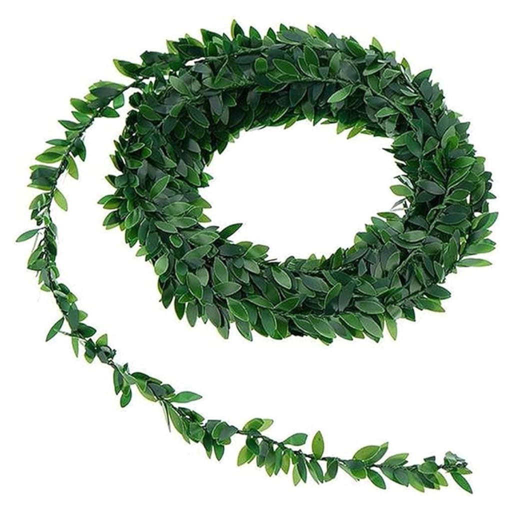 Ghirlanda artificiale di foglie, verde, lunga 7,5 metri, per decorazioni