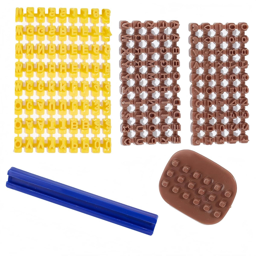 Set di timoni alfanumerici, dimensioni 3,2 x 6,8 cm, in plastica, colore marrone
