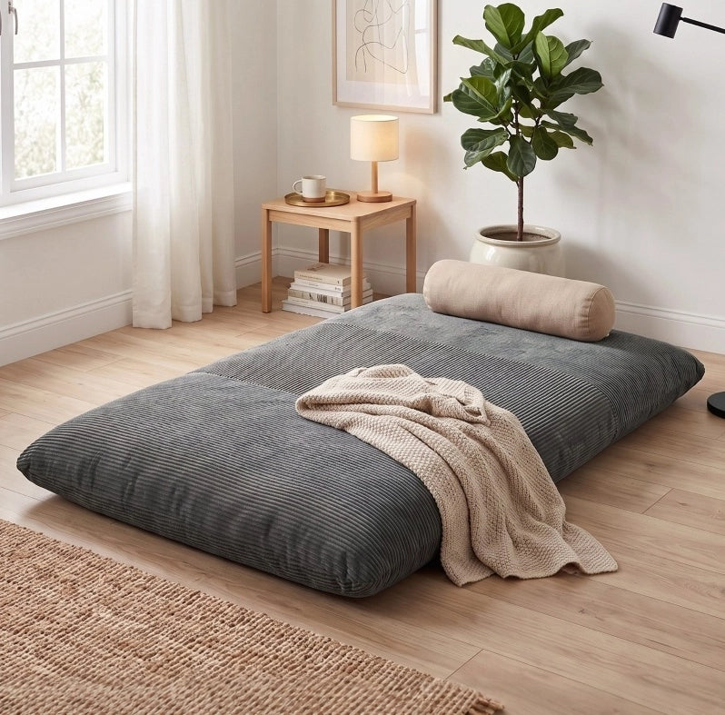 Poltrona letto da pavimento pieghevole grigio scuro, 145 cm